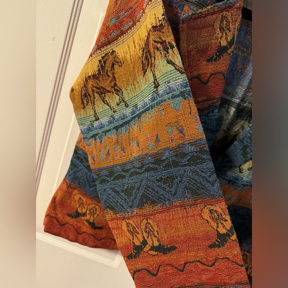 90s Horse Tapestry Western Cowgirl Equestrian Jacket Vintage Native Southwrstern - Picture 11 of 15
